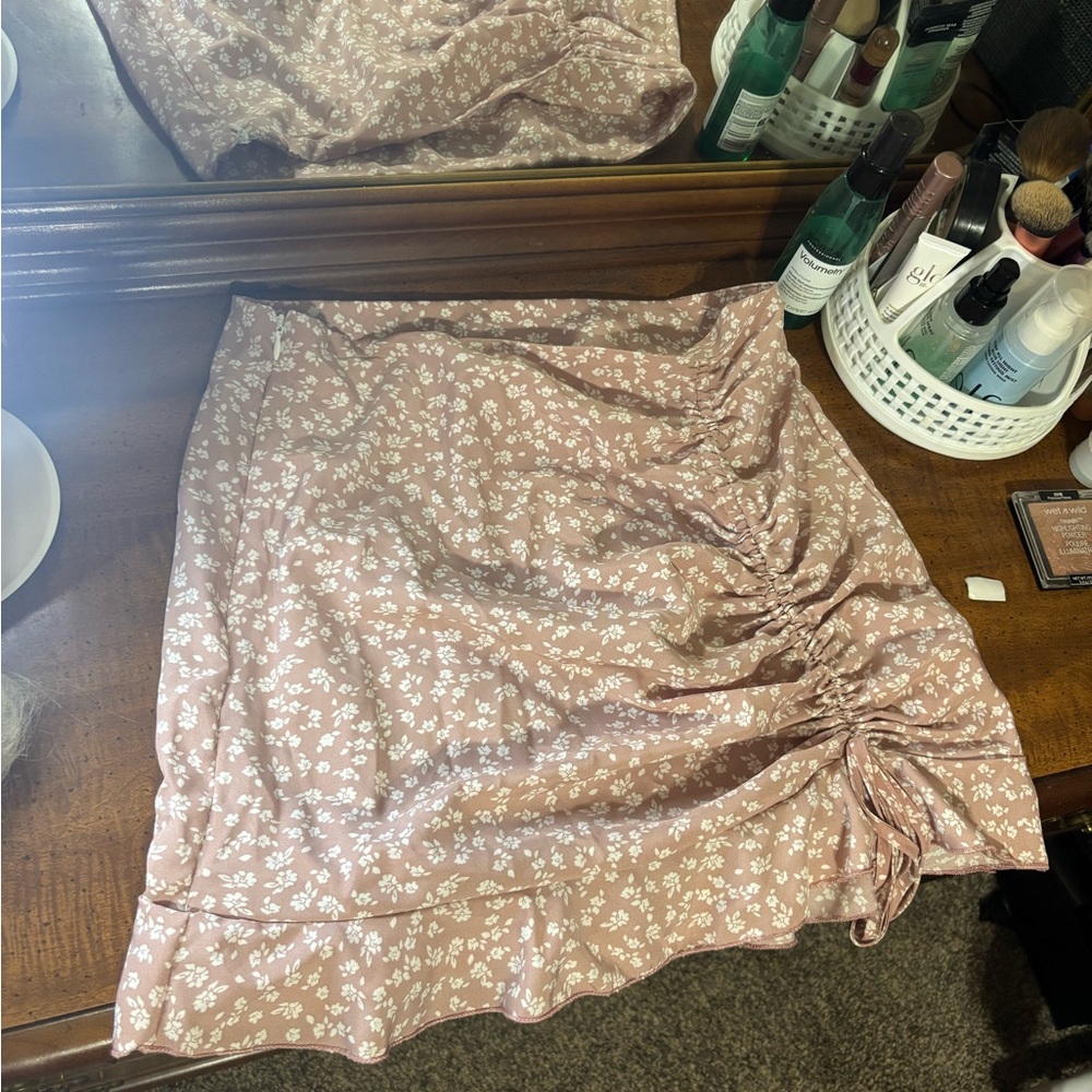 SHEIN Pink Floral Mini Skirt